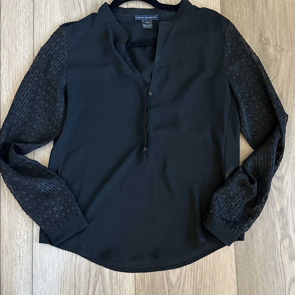 French Connection Sheer Button Down with Unique S… - image 1